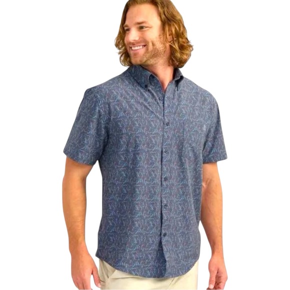 Huk Other - Huk Kona Performance Fishing Shirt Blue Abstract Print Size Medium SPF